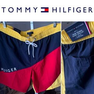 Tommy Hilfiger Mens Swim Trunks XL Vintage Style Swim Trunk 7" Inseam NWT $69.50